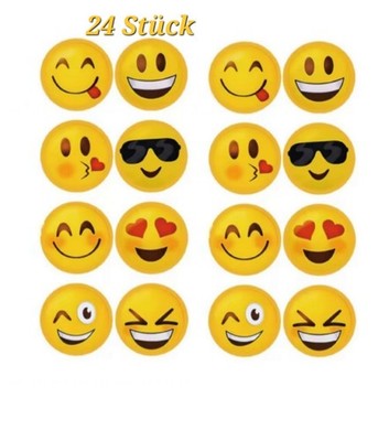  24 Stück Emoji Aufkleber Set   Gute Laune zum Aufkleben!  Lachende Gesichter 
