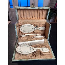 Antique Victorian Celluloid Vanity Dresser Set in Original Box Patent 1892