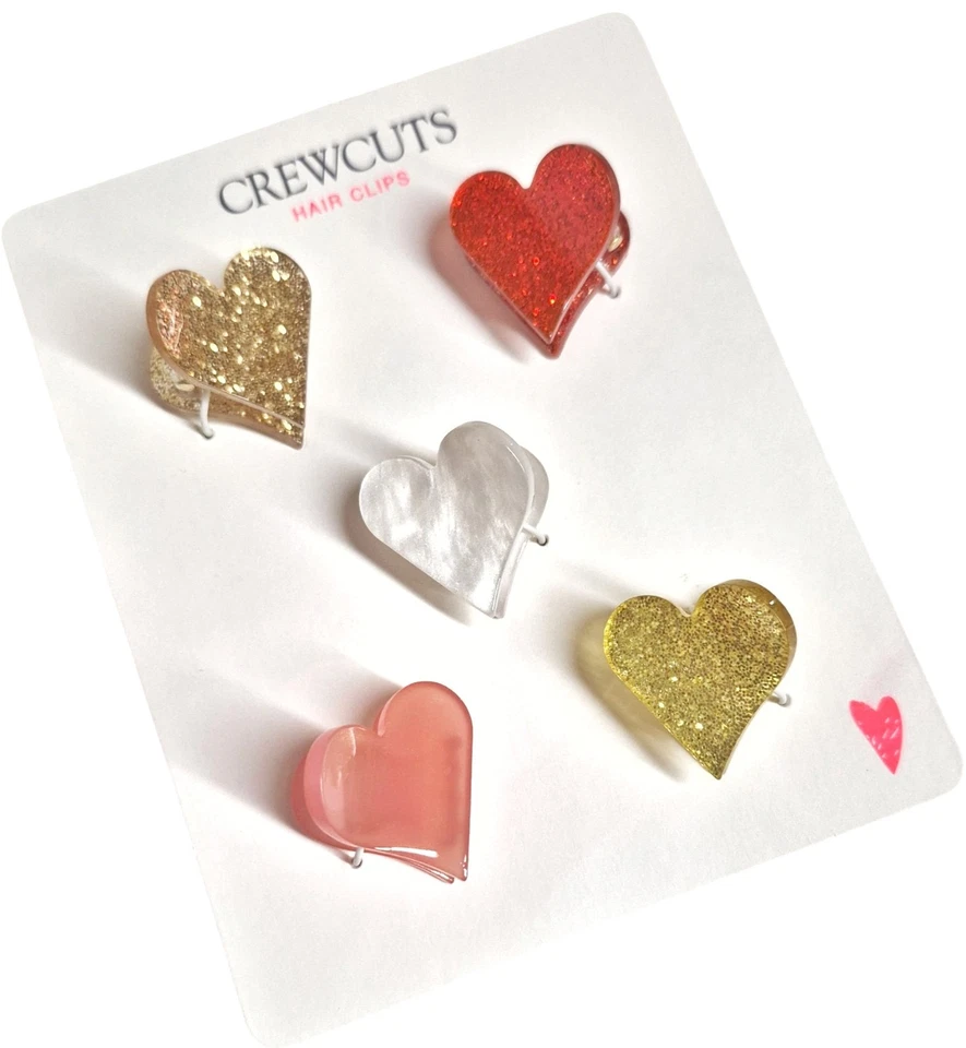 J.Crewcuts девочки мини сердце волос коготь набор из пяти цитрусовых сердце мульти новый - Изображение 3 из 4