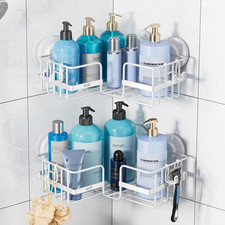 Corner-Adaptive Suction Cup Shower Caddy 2 Pack, Stainless Steel Rustproof Corne