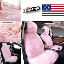 Faux Wool Car Seat Cover Pink Universal Fit Comfortable Protection Faux Wool Car Seat Cover Pink Universal Fit Comfortable Protection