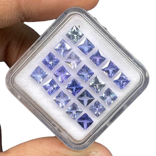 20 Pcs Natural Tanzanite 3.5mm Square Princess Cut Sparkling Loose Gemstones Lot - Picture 5 of 7