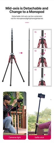 Ulanzi MT-49 Carbon Fiber Lighting Stand 5-Section Height Adjustment 1.94M - Picture 13 of 38