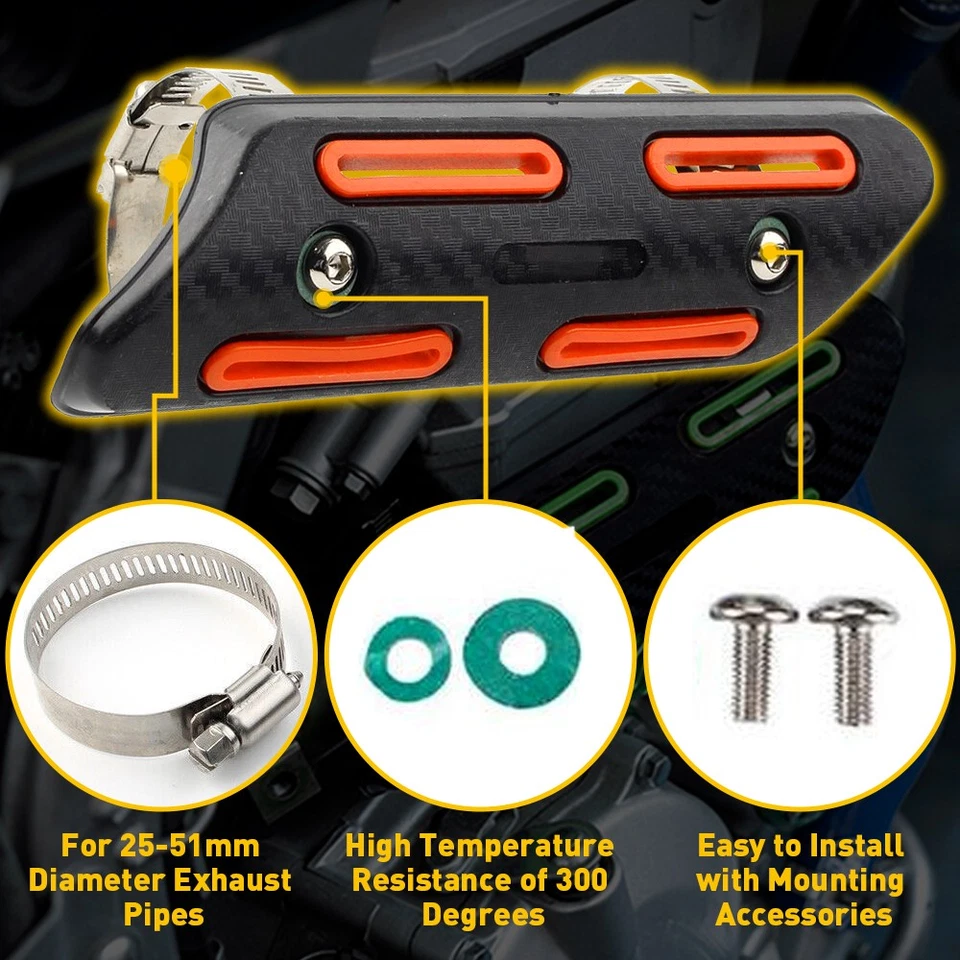 Protector de cubierta térmica tubo silenciador escape ajuste universal moto naranja Foto 3 de 4