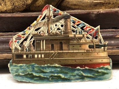 Victorian Die Cut Scrap of a Boat - Listing 7