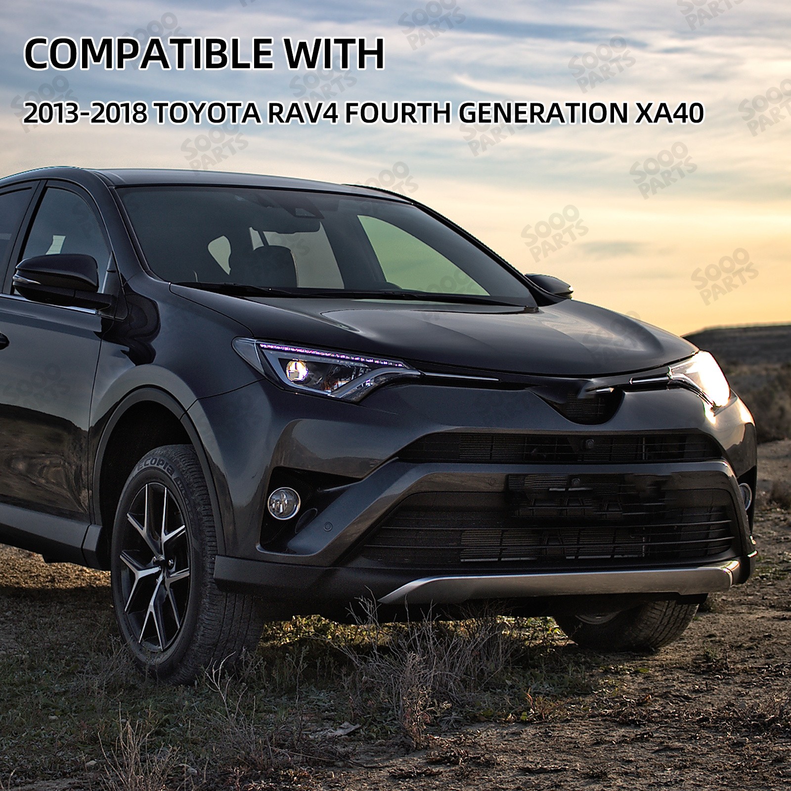 Pair Front Left & Right Side Gray Sun Visor W/ Mirror for 2013-2018 Toyota RAV4