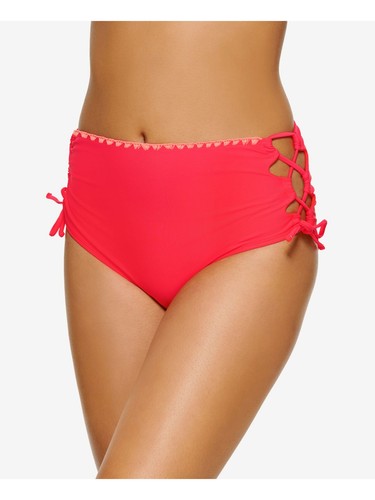 HULA HONEY Women's Coral Side Tie Zig-zag Zinc High Waisted Swimsuit Bottom XS