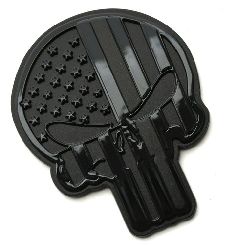 2pcs Custom 3D Skull USA Flag Decal Sticker Badge Emblems University Black - Picture 5 of 6