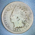 1862 Indian Head Cent - Better Date Penny - Circulation Wear - Album Filler AG
