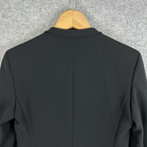 Max Mara Studio Blazer Womens UK 8 Small Black Suit Jacket Overcoat Collared - Picture 7 of 12