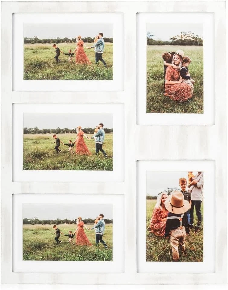 Charming 5-Photo Collage Frame - Rustic Farmhouse Decor for 4x6 & 5x7 Pictures - Image 3 of 4