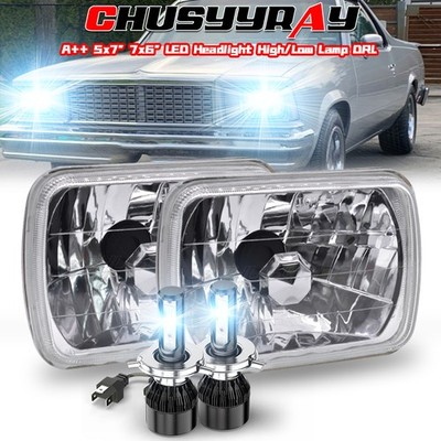 a+  For Chevy Malibu 1978-81 El Camino 7x6'' 5x7'' inch LED Headlights Hi/Lo Beam