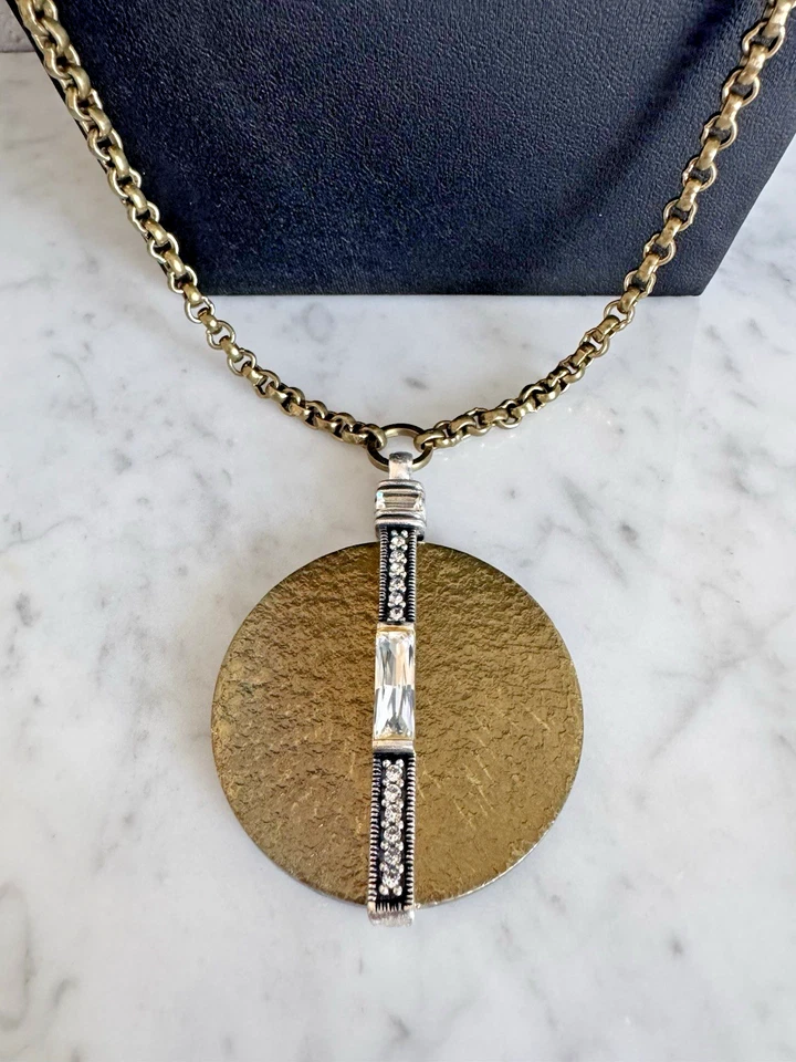 SILPADA KRN0008 Cristal Ficha Latón Disco Swarovski Colgante Cadena Collar Foto 2 de 4