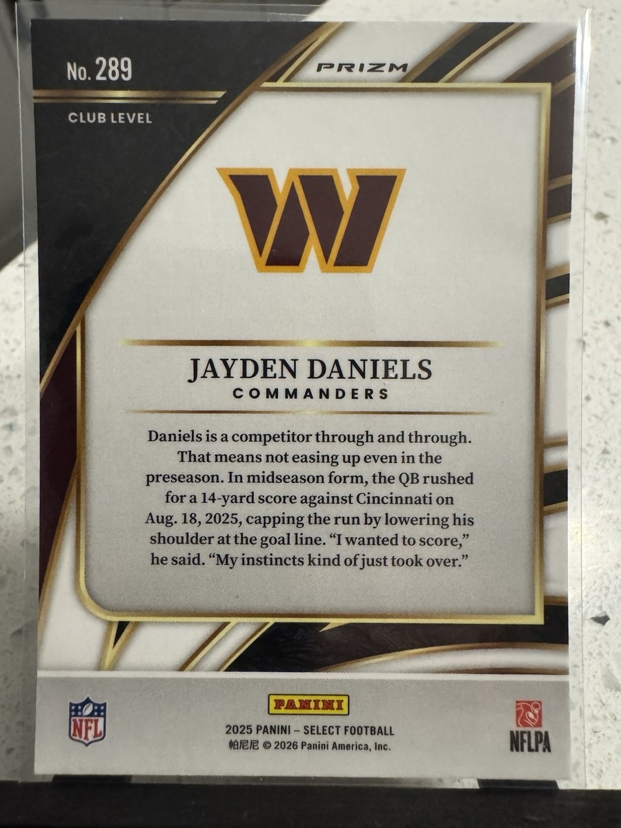 2025 panini select #289 Jayden Daniels Yellow & Green Shock Prizm