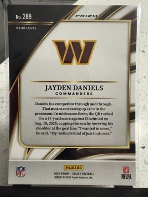 2025 panini select #289 Jayden Daniels Yellow & Green Shock Prizm