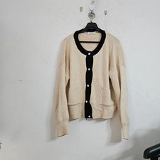 Ivory and Black Color Block Knit Cardigan