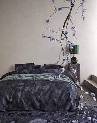 Essenza Baumwollsatin Bettwäsche Floor Nightblue 135 x 200 cm + 80 x 80 cm