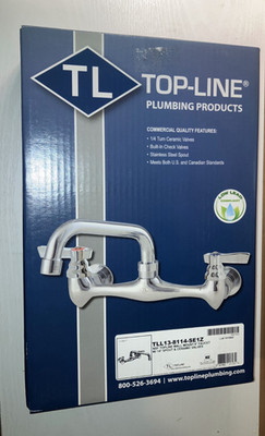 NEW BOX Top Line Wall Mounted Service Sink 8'' Faucet 14'' Spout Tll-13-8114-SE1Z