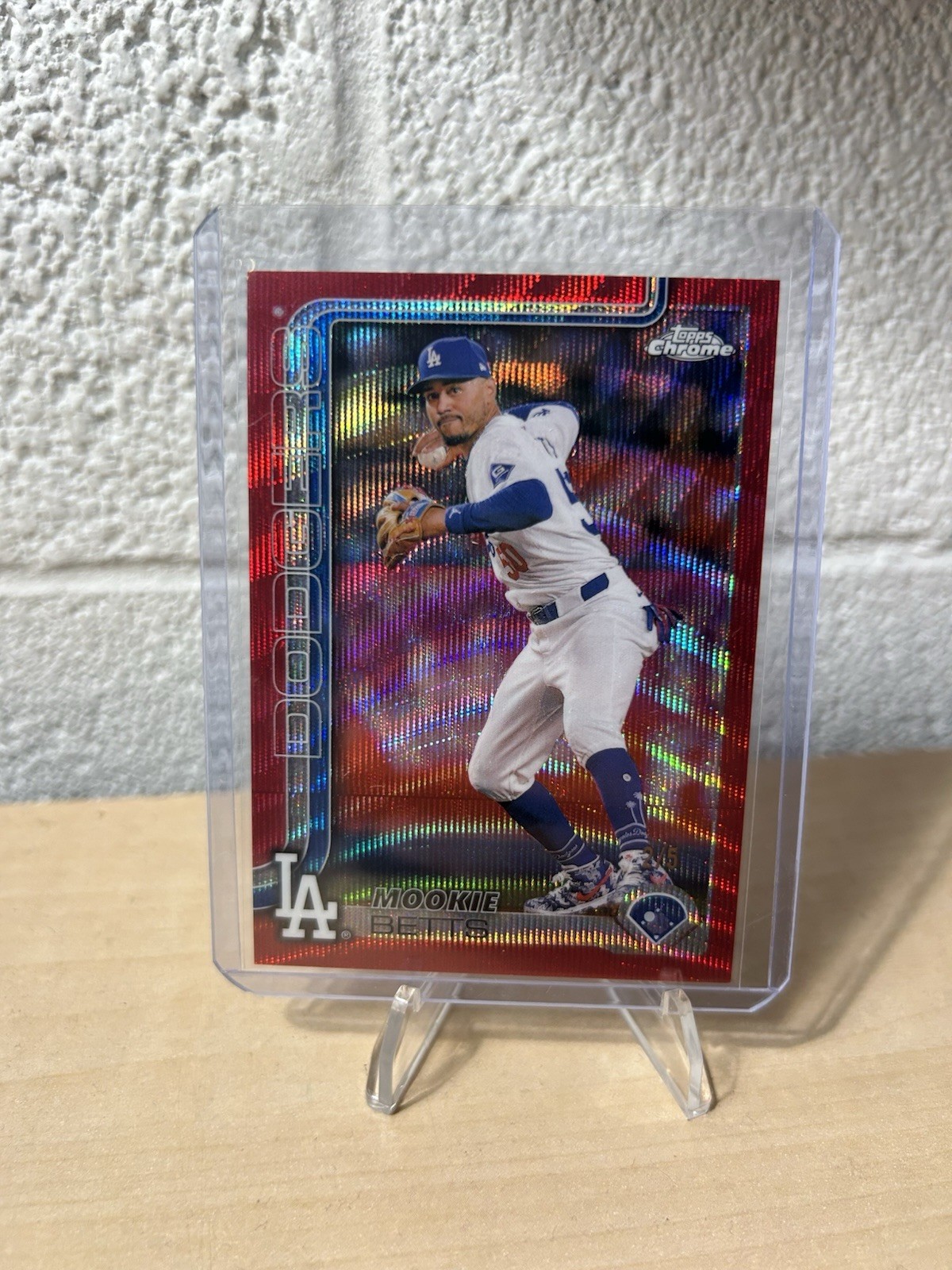 2025 Topps Chrome Red Wave Refractor Mookie Betts #50 /5