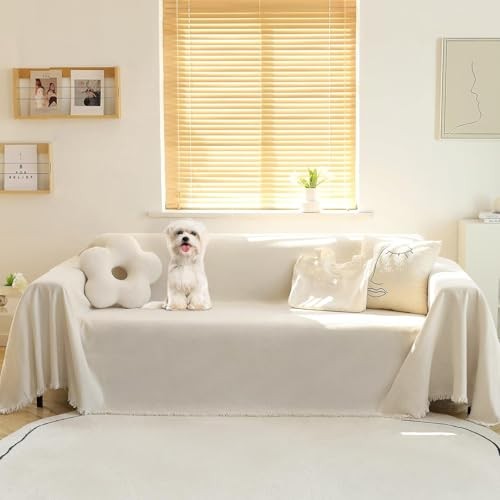Couchbezug Anbausofabezüge waschbar 71" x 118" Quasten Kante - beige