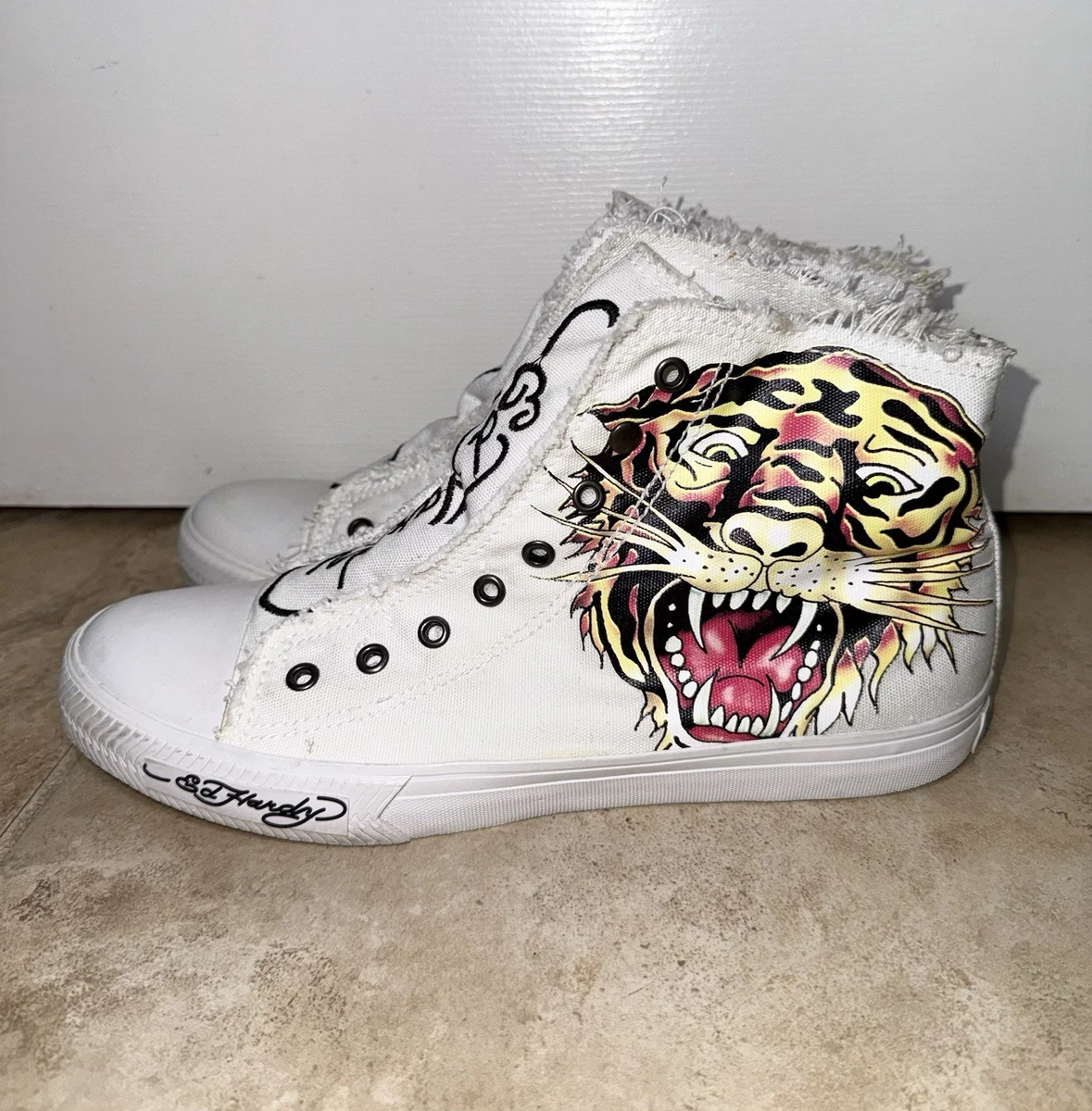 Ed Hardy Punk Cream Slip On Shoe, Men\'s 10, EXCELLENT Condition Original Box Ed Hardy Loafers & Slip-Ons for Men on Sale up to 90% Off  main image 2
