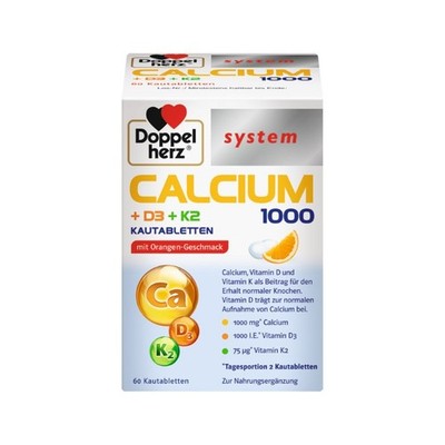 Doppelherz Calcium 1000+D3+K2 system, 60 St. Tabletten 15611577