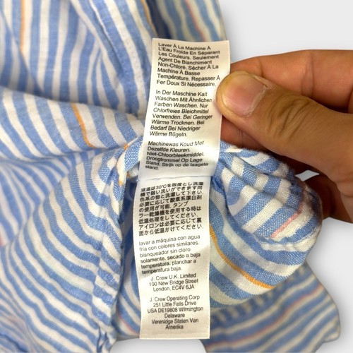 J Crew Baird McNutt Irish Linen Classic Fit Shirt Mens Medium Blue Striped Causa - Picture 8 of 13