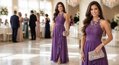 ADRIANNA PAPELL Womens Purple Spaghetti Strap Maxi Fit + Flare Dress 6