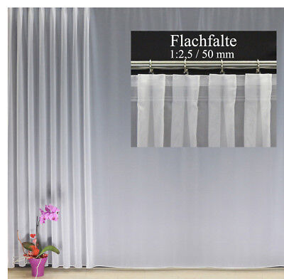 50 mm Hochwertige Gardine Fertiggardinen Voile Store Vorhang FLACHFALTE 1:2,5 50 mm Hochwertige Gardine Fertiggardinen Voile Store Vorhang FLACHFALTE 1:2,5