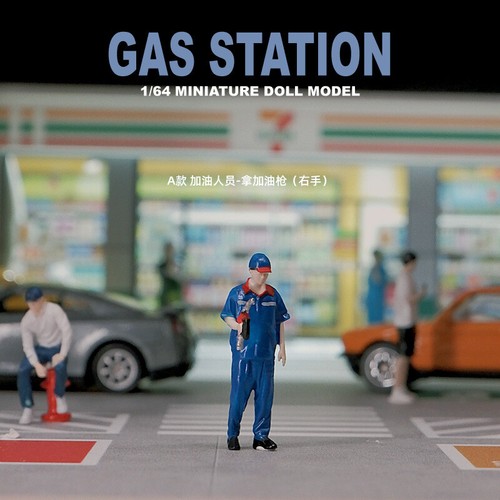 1/64 Figure Model City Scene Gas Station Petrol Clerk Doll Display Diorama Model - Picture 14 of 19