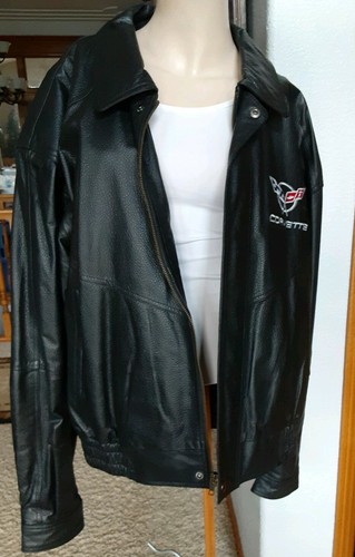 Chaqueta de carreras de bombardero Corvette de cuero genuino negra con cremallera para hombre talla L - Imagen 6 de 12