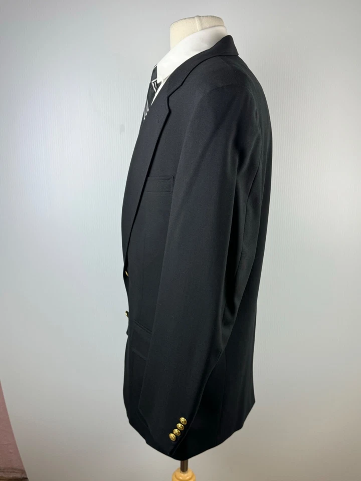 Blazer Abrigo Deportivo Traje Chaqueta DE COLECCIÓN LANDS END Para Hombres 42L Negro Lana Dorado Botón Foto 4 de 4