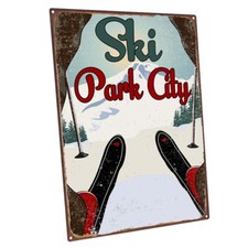Ski Park City Metal Sign; Wall Decor for Vacation Home