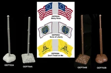 MARX Rev War  flags, flag poles & bases Besty Ross playset plastic toy soldiers