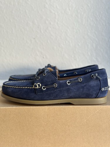 Polo Ralph Lauren Mens Merton Blue Suede Boat Shoes Leather Slip-On Size 8D