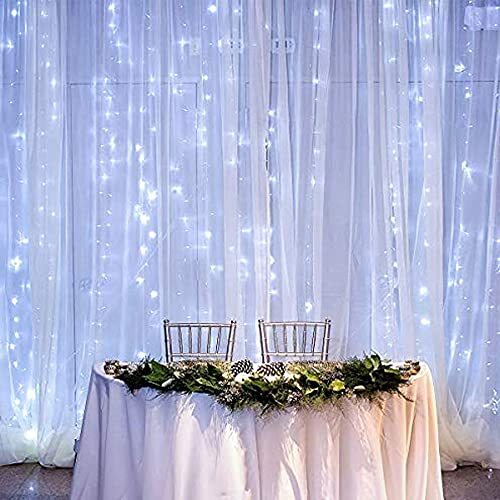 Curtain String Lights, 300 LED 9.8ft x 9.8ft 8 Lighting Modes Fairy White - Picture 6 of 7