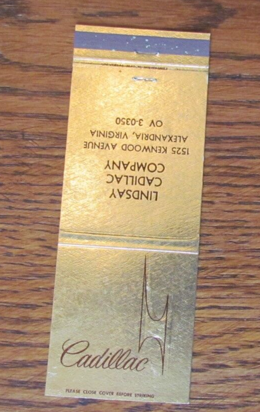 LINDSAY CADILLAC CAR DEALER MATCHBOOK COVER ALEXANDRIA, VIRGINIA MATCHCOVER C3 eBay