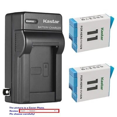 Kastar Battery AC Wall Charger for GoPro HERO11 HERO10 HERO9 Black Action Camera