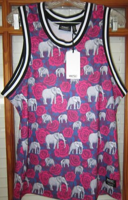 WESC Shirt Basketball Jersey Tank Elephants & Flowers M L XL XXL NEW