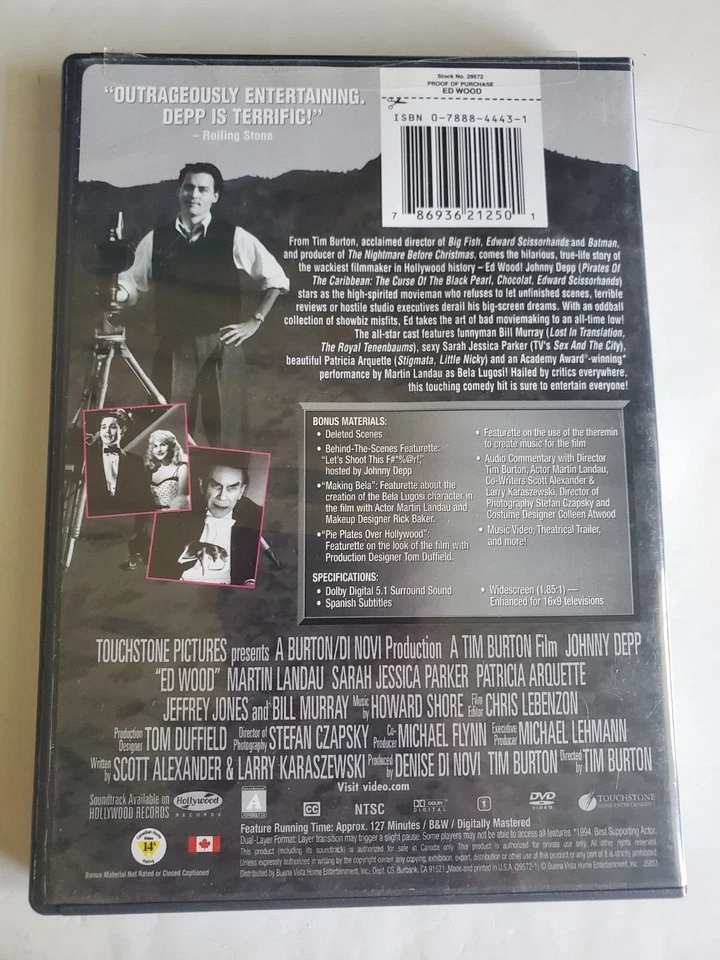 Ed Wood Special Edition DVD Touchstone Pictures Movie - Image 2 of 4