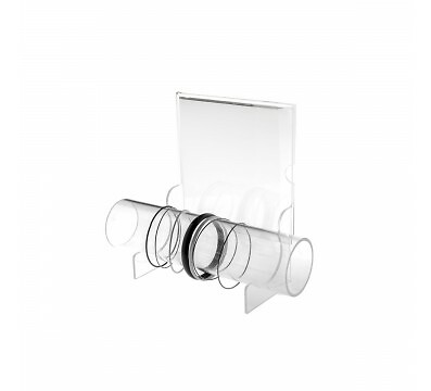 E-092 PB-E Porta bracciali in plexi trasp. con tubo e pannello porta pubblicità - Foto 1 di 1
