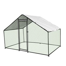 Large Walk-in Metal Chicken Coop 6.6x10x6.6ft Poultry Cage Hen House w/Cover