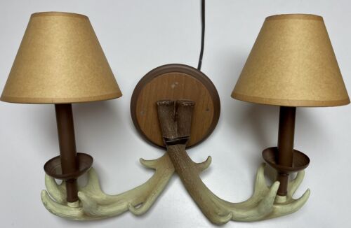 Unique Antler Style Wall Light, 2 Lights With 2 Lamp Shades - Picture 1 of 8