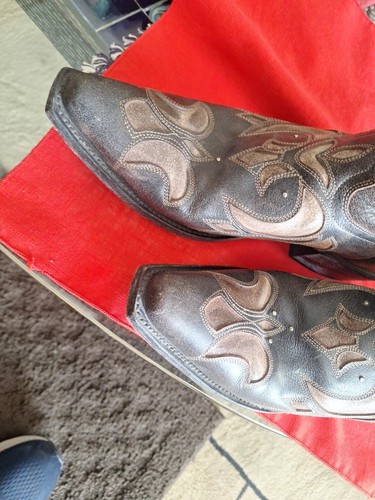 Sterling River Cowboy Boots Mens 11 D Brown Flames Leather sr 525 Great 14" Tall - Picture 3 of 15