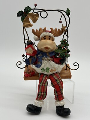 Christmas Holiday Decor Moose Shelf Sitter Figurine Resin Bird House