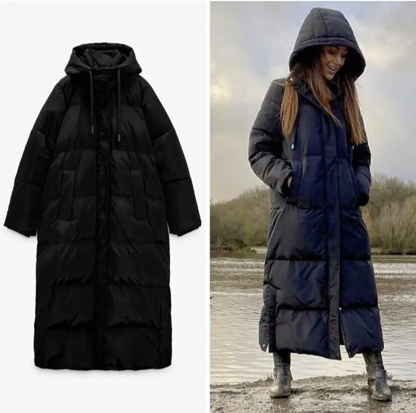 zara oversized down jacket with water and wind protection