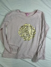 Lilly Pulitzer Pink Girl's Sweater Size X-Large 12-14 Gold Seashells A031124