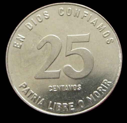 Coins Nicaragua, Set of 3 Coins 1 Cordoba, 50 Centavos, 25 Centavos 1985 Rare