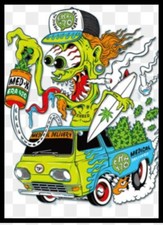 Medical Delivery Pot Herb Hot Rod Car Rat Fink Blow Torch Engine Mechanic Magnet