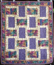 Handmade Quilt Tropical Hawaii BEACH LARGE LAP, 49 X 59, JEWEL TONES, SOME BATIK